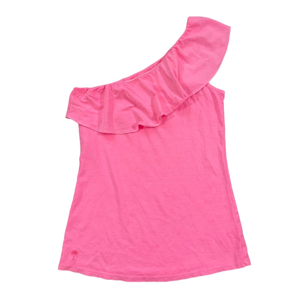 LILLY PULITZER Pink Ruffled One-Shoulder Top